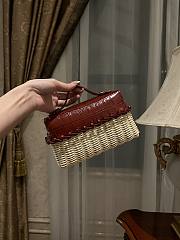 Loro Piana Extra Pocket L19 Wicker Pouch in Crocodile Burgundy - 11x19x7cm - 3