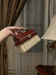 Loro Piana Extra Pocket L19 Wicker Pouch in Crocodile Burgundy - 11x19x7cm - 5