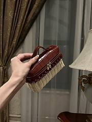 Loro Piana Extra Pocket L19 Wicker Pouch in Crocodile Burgundy - 11x19x7cm - 6