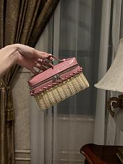 Loro Piana Extra Pocket L19 Wicker Pouch in Crocodile Pink - 11x19x7cm - 1