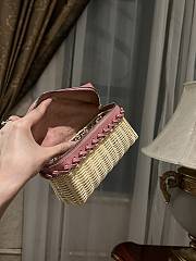 Loro Piana Extra Pocket L19 Wicker Pouch in Crocodile Pink - 11x19x7cm - 6