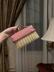 Loro Piana Extra Pocket L19 Wicker Pouch in Crocodile Pink - 11x19x7cm - 5