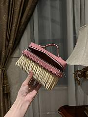 Loro Piana Extra Pocket L19 Wicker Pouch in Crocodile Pink - 11x19x7cm - 3