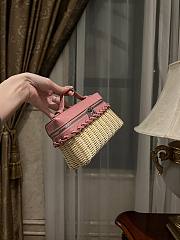 Loro Piana Extra Pocket L19 Wicker Pouch in Crocodile Pink - 11x19x7cm - 2