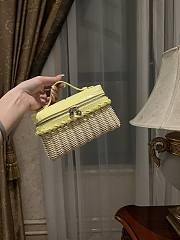 Loro Piana Extra Pocket L19 Wicker Pouch in Crocodile Yellow - 11x19x7cm - 5