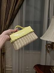 Loro Piana Extra Pocket L19 Wicker Pouch in Crocodile Yellow - 11x19x7cm - 4