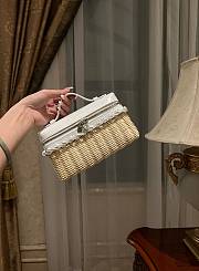 Loro Piana Extra Pocket L19 Wicker Pouch in Crocodile White - 11x19x7cm - 5