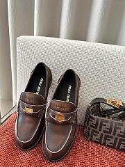 Miumiu Vintage Effect Leather Penny Loafers Ebony - 4