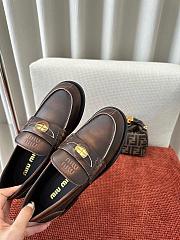 Miumiu Vintage Effect Leather Penny Loafers Ebony - 2