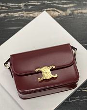 Celine Teen Triomphe Bag In Shiny Calfskin Teen Burgundy - 18.5x13.5x7cm - 2