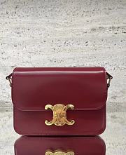 Celine Teen Triomphe Bag In Shiny Calfskin Teen Burgundy - 18.5x13.5x7cm - 5