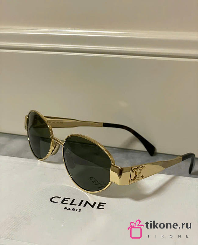 Celine Triomphe Metal 01 Sunglasses in Metal Gold Green  - 1