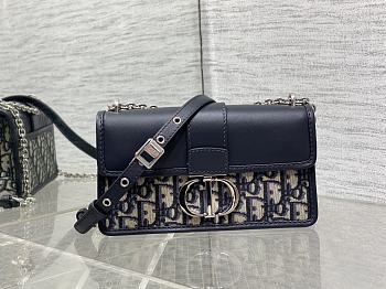 30 Montaigne East West Bag with Chain Blue Dior Oblique Jacquard and Smooth Calfskin - 21x12x6cm