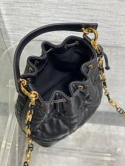 Small Dior Jolie Bucket Bag Black Macrocannage Lambskin and Calfskin - 17x16x10.5cm - 6