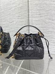 Small Dior Jolie Bucket Bag Black Macrocannage Lambskin and Calfskin - 17x16x10.5cm - 5