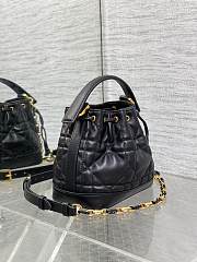 Small Dior Jolie Bucket Bag Black Macrocannage Lambskin and Calfskin - 17x16x10.5cm - 4