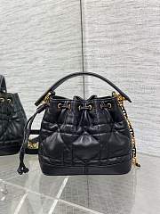 Small Dior Jolie Bucket Bag Black Macrocannage Lambskin and Calfskin - 17x16x10.5cm - 3