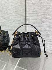 Small Dior Jolie Bucket Bag Black Macrocannage Lambskin and Calfskin - 17x16x10.5cm - 2