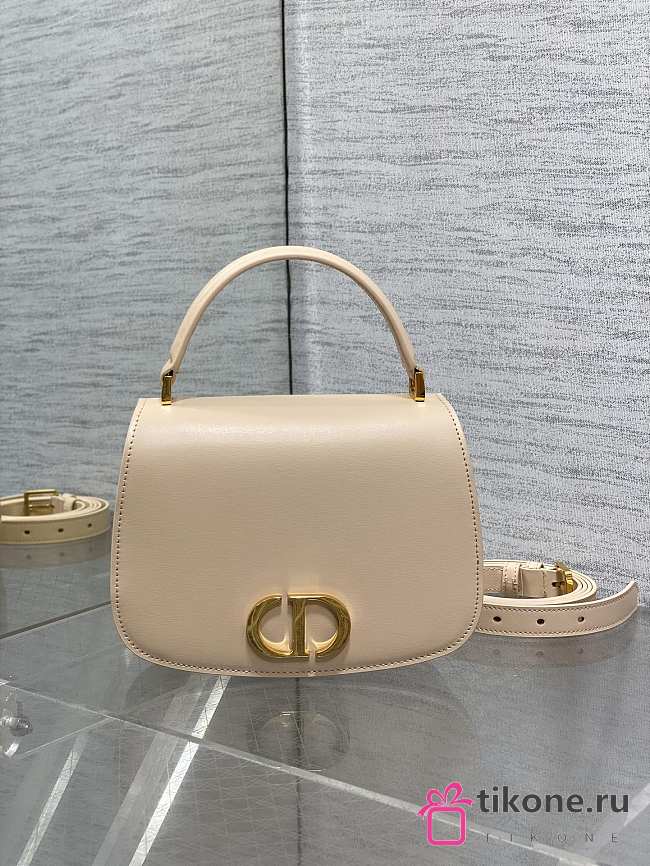 Dior Medium 30 Montaigne Avenue Top Handle Bag Powder Beige Ribbed Calfskin - 19x12x8cm - 1