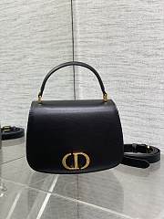 Dior Medium 30 Montaigne Avenue Top Handle Bag Black Ribbed Calfskin - 19x12x8cm - 1