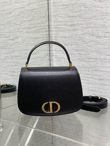 Dior Medium 30 Montaigne Avenue Top Handle Bag Black Ribbed Calfskin - 19x12x8cm