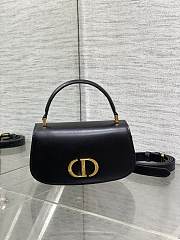 Dior Small 30 Montaigne Avenue Top Handle Bag Black Ribbed Calfskin - 19x9x8cm - 1