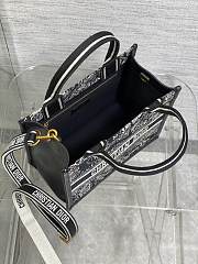 Small Dior Book Tote Black and White Plan de Paris Embroidery with Black Calfskin - 26.5x22x14cm - 6