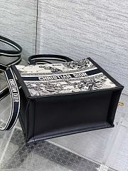 Small Dior Book Tote Latte and Black Dior Zodiac Embroidery with Black Calfskin - 26.5x22x14cm - 6