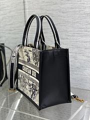 Small Dior Book Tote Latte and Black Dior Zodiac Embroidery with Black Calfskin - 26.5x22x14cm - 3