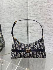 30 Montaigne Mini Hobo Shoulder Bag Blue Dior Oblique Jacquard - 24x14x6.5cm - 2