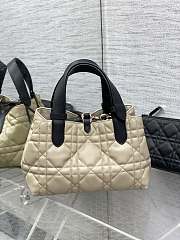 Small Dior Toujours Bag Rope Beige and Black Macrocannage Calfskin - 23x14x12cm - 6