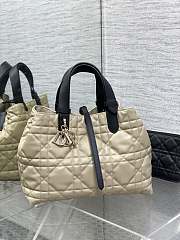 Medium Dior Toujours Bag Rope Beige and Black Macrocannage Calfskin - 28.5x21.5x17cm - 3