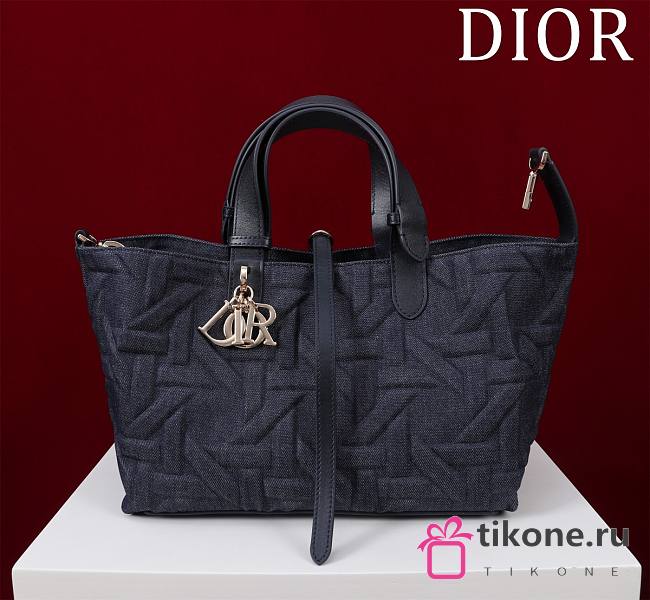 Medium Dior Toujours Bag Blue Graphic Cannage Denim - 28.5x21.5x17cm - 1