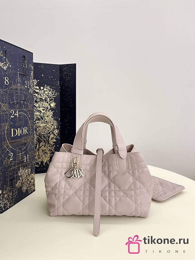 Small Dior Toujours Bag Pale Pink Macrocannage Calfskin - 23x14x12cm - 1