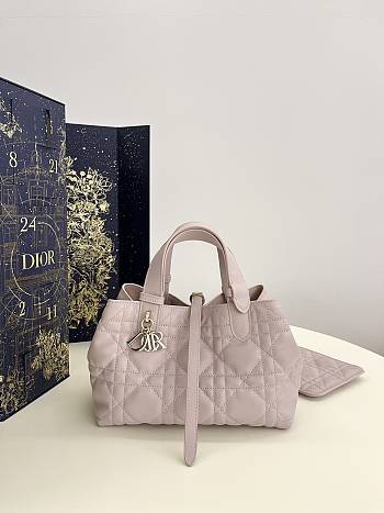 Small Dior Toujours Bag Pale Pink Macrocannage Calfskin - 23x14x12cm