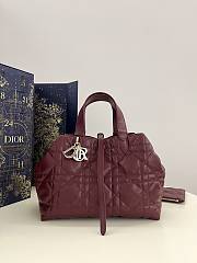 Medium Dior Toujours Bag Burgundy Macrocannage Calfskin - 28.5x21.5x17cm - 1