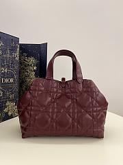 Medium Dior Toujours Bag Burgundy Macrocannage Calfskin - 28.5x21.5x17cm - 5