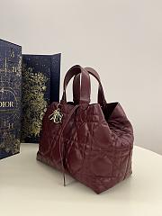 Medium Dior Toujours Bag Burgundy Macrocannage Calfskin - 28.5x21.5x17cm - 2