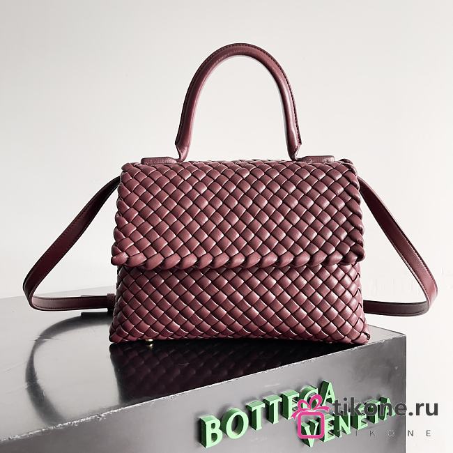 Bottega Veneta Patti Top Handle Bag Burgundy - 26x19x11cm - 1