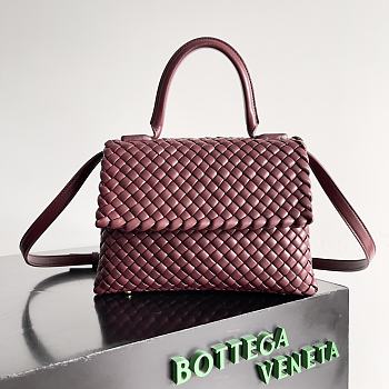 Bottega Veneta Patti Top Handle Bag Burgundy - 26x19x11cm