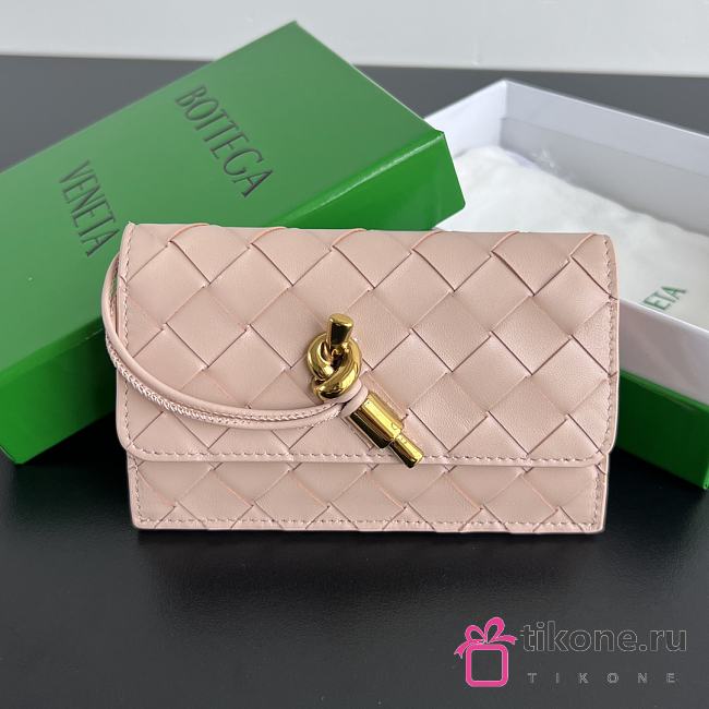 Bottega Veneta Andiamo Zippered Card Case Pink - 14x8.5x2cm - 1