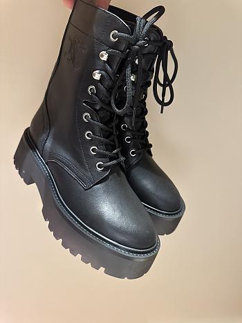 Celine Triomphe Rangers Mid Lace Up Boot In Shiny Bull Black 45mm