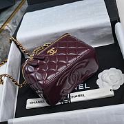 Chanel Clutch With Strap Shiny Lambskin & Gold Metal Burgundy - 19x9.5x8cm - 5