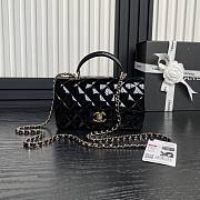 Chanel Mini Classic Handbag With Top Handle Patent Calfskin Gold Tone Metal Black - 12×20×6cm - 1