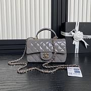 Chanel Mini Classic Handbag With Top Handle Patent Calfskin Gold Tone Metal Gray - 12×20×6cm - 1