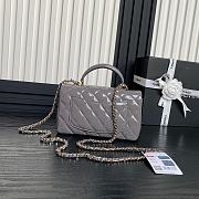 Chanel Mini Classic Handbag With Top Handle Patent Calfskin Gold Tone Metal Gray - 12×20×6cm - 4