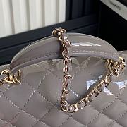 Chanel Mini Classic Handbag With Top Handle Patent Calfskin Gold Tone Metal Gray - 12×20×6cm - 2