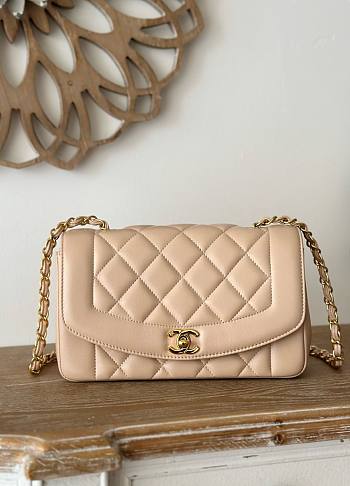 Chanel Diana Small Beige Lambskin - 22x14x7cm