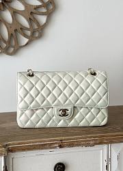 Chanel Classic Pearlescent White Caviar Light Gold Hardware Bag - 15.5×25.5×6.5cm - 1