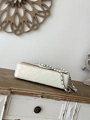 Chanel Classic Pearlescent White Caviar Silver Hardware Bag - 15.5×25.5×6.5cm - 2